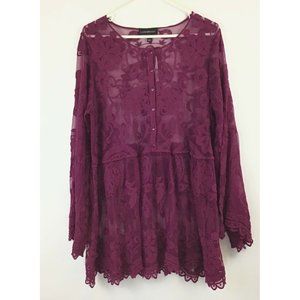 Lane Bryant / Babydoll Blouse / Floral Lace / Guinevere Long Sleeve / Plus 14/16